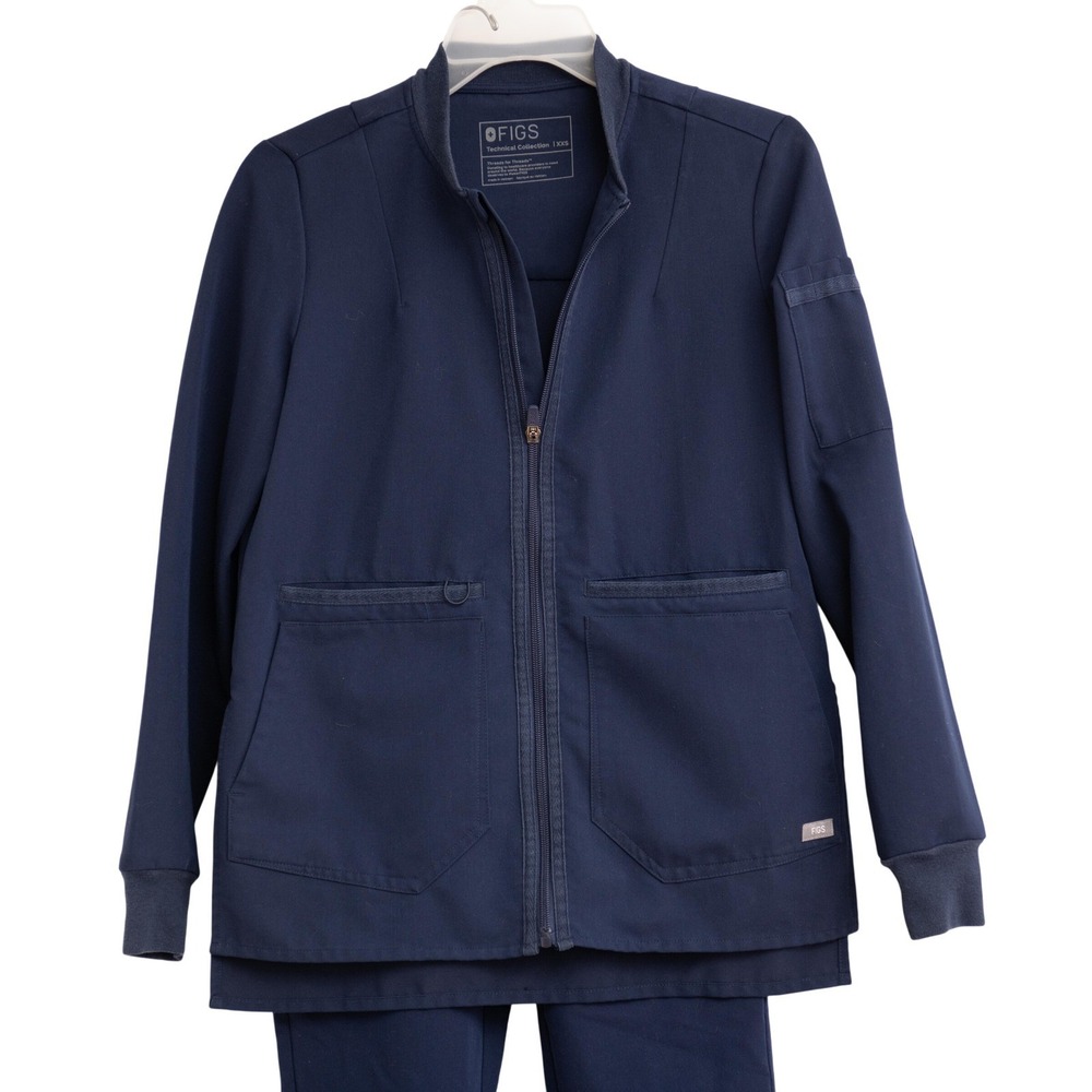 FIGS Jacket and Jogger Pants Technical Collection Scrubs Navy Blue Healthcare - Picture 2 of 11